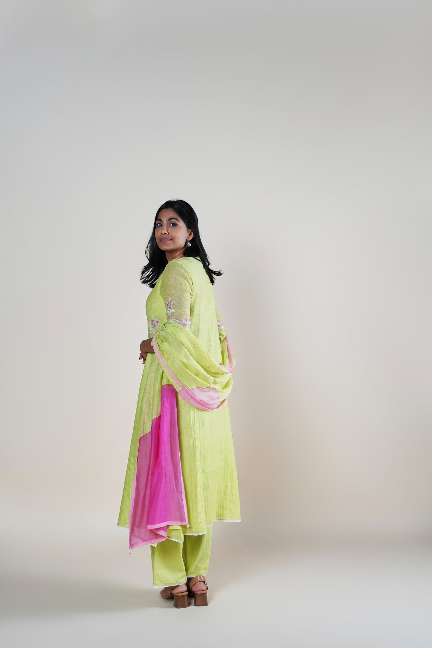 Ruhiya Kurta Set - Lime Green