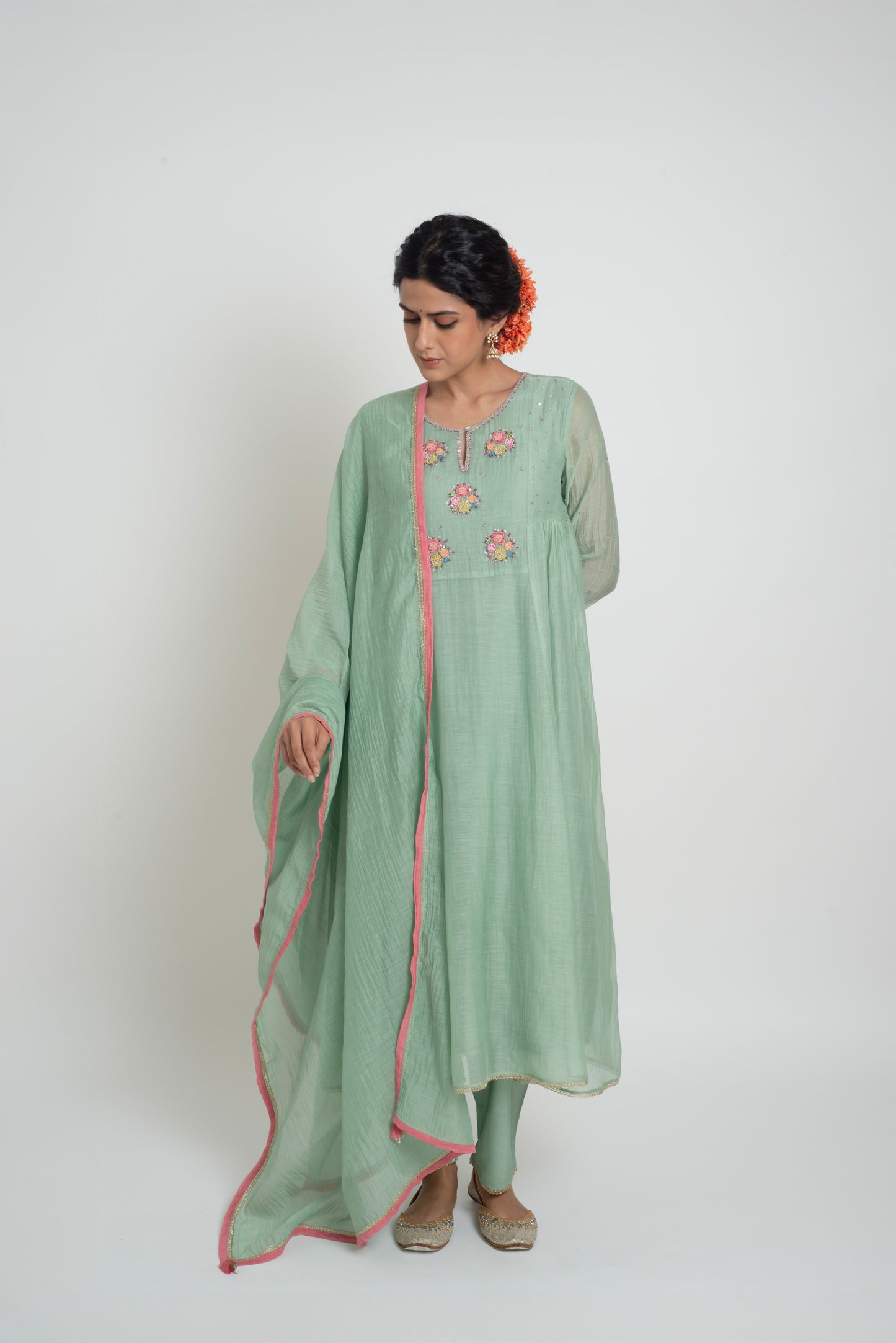 Neelima Kurta Set- Light Teal