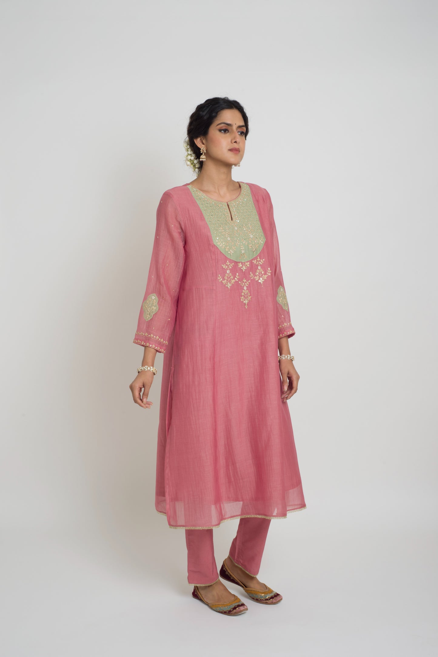 Chandni Kurta Set - Pink & Pastel Green