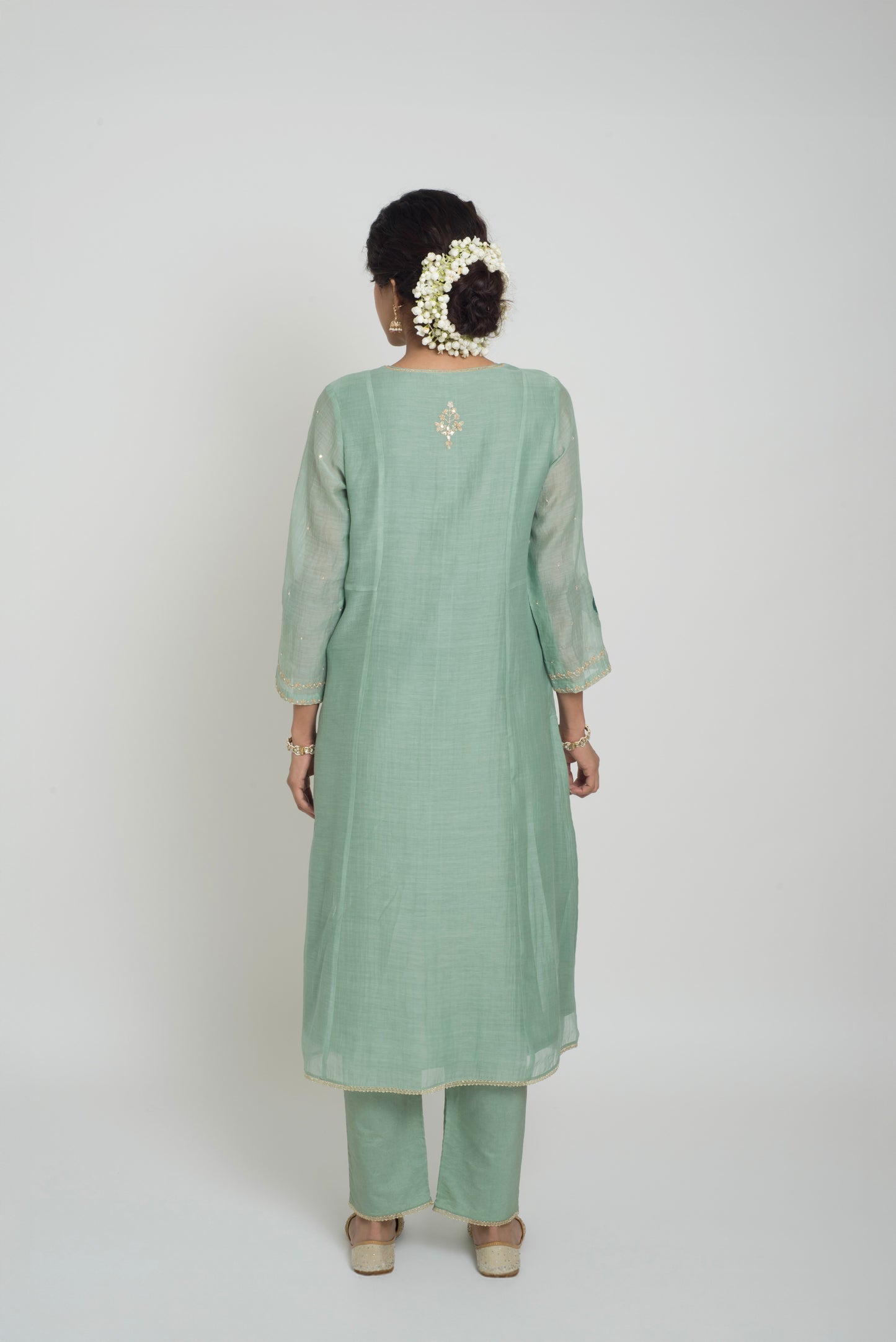 Chandni Kurta Set - Dull Blue & Green