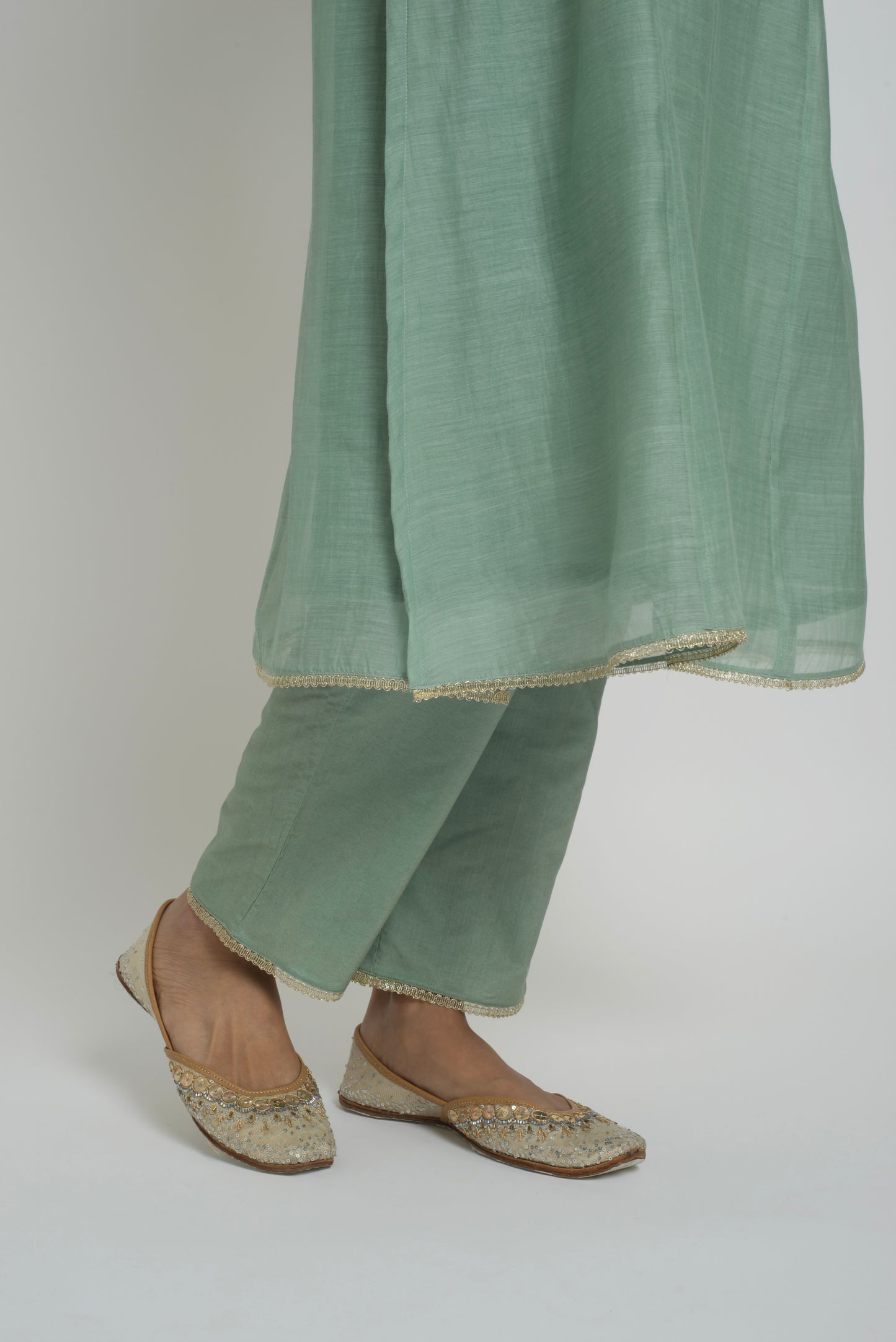 Chandni Kurta Set - Dull Blue & Green
