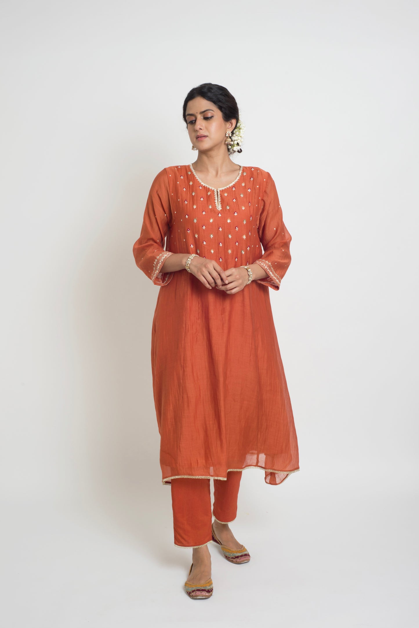 Aarohi Kurta Set - Rust
