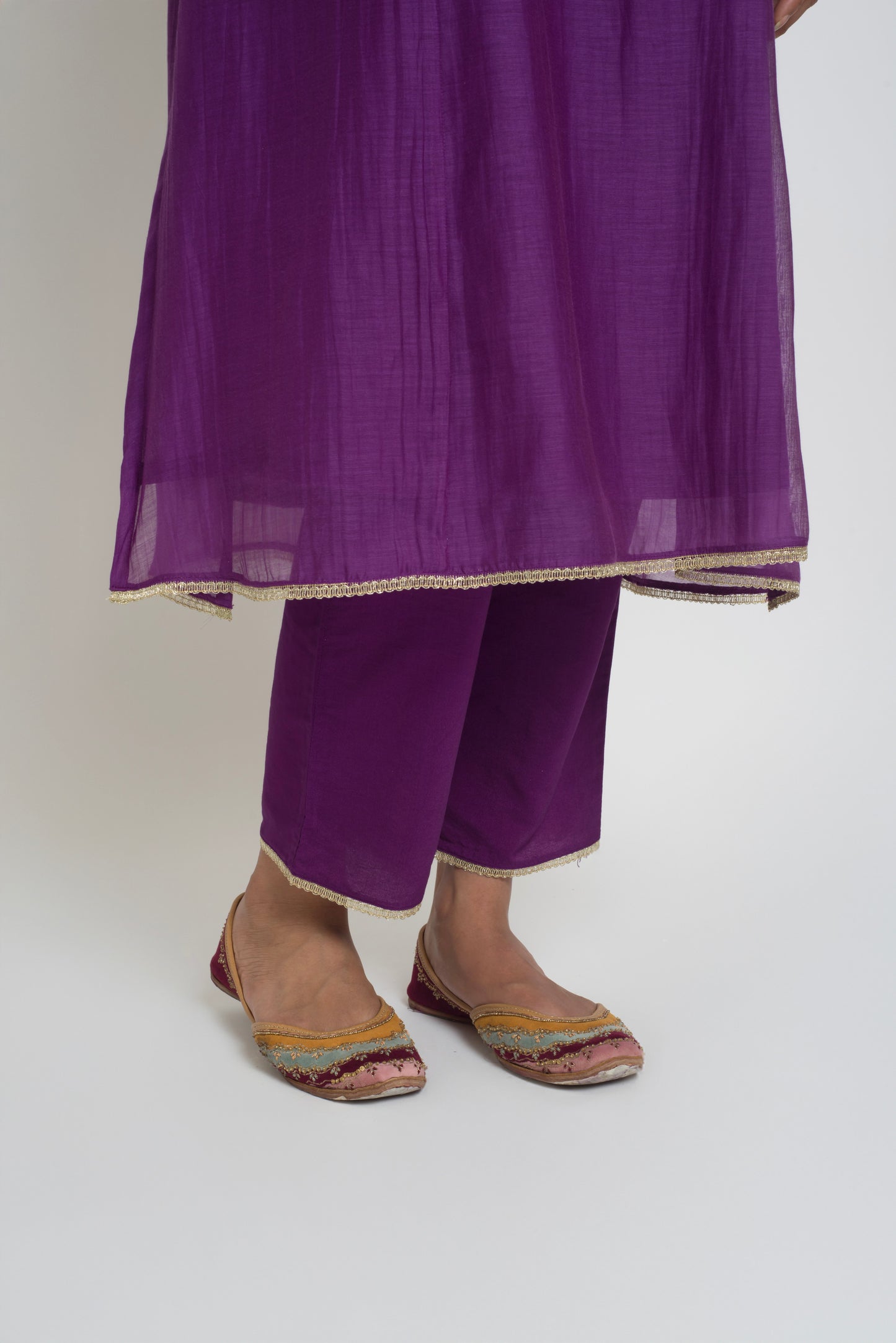 Chandni Kurta Set - Purple & Pink