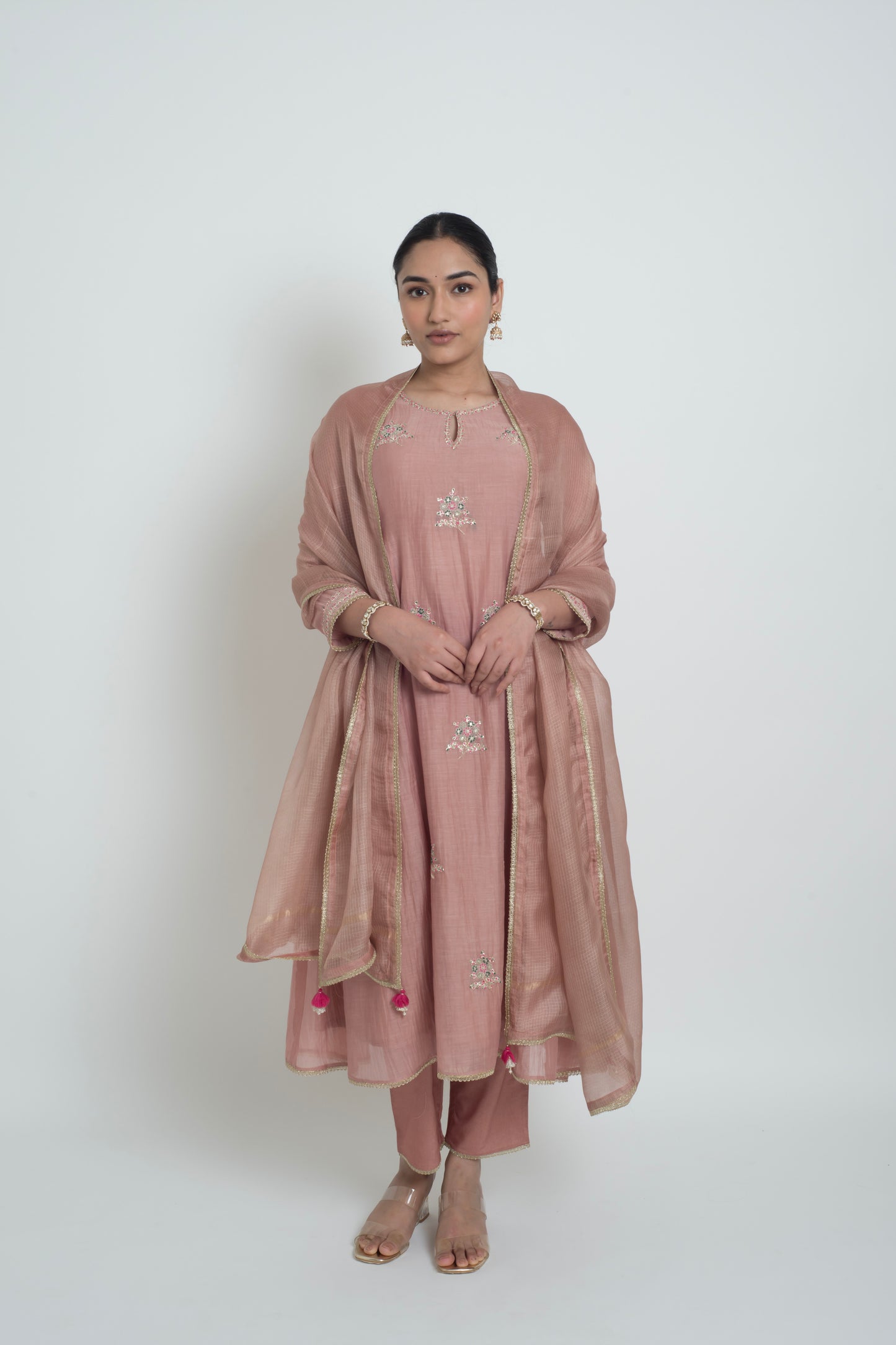 Ambar Kurta Set - Tea Rose