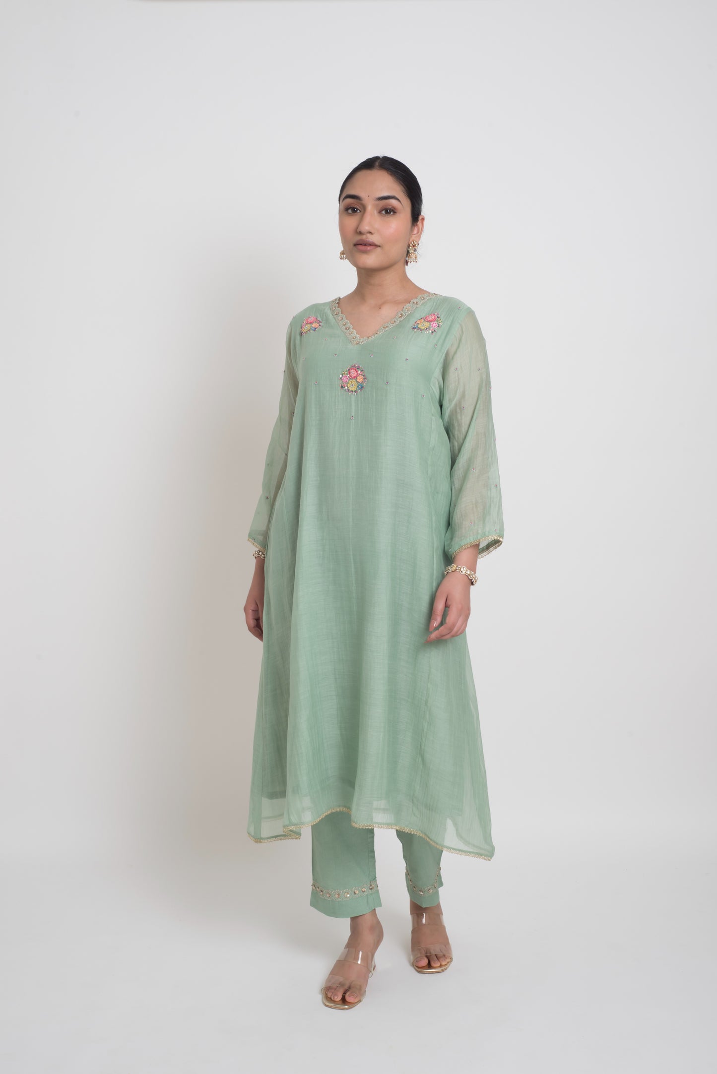 Kumud Kurta Set - Light Teal