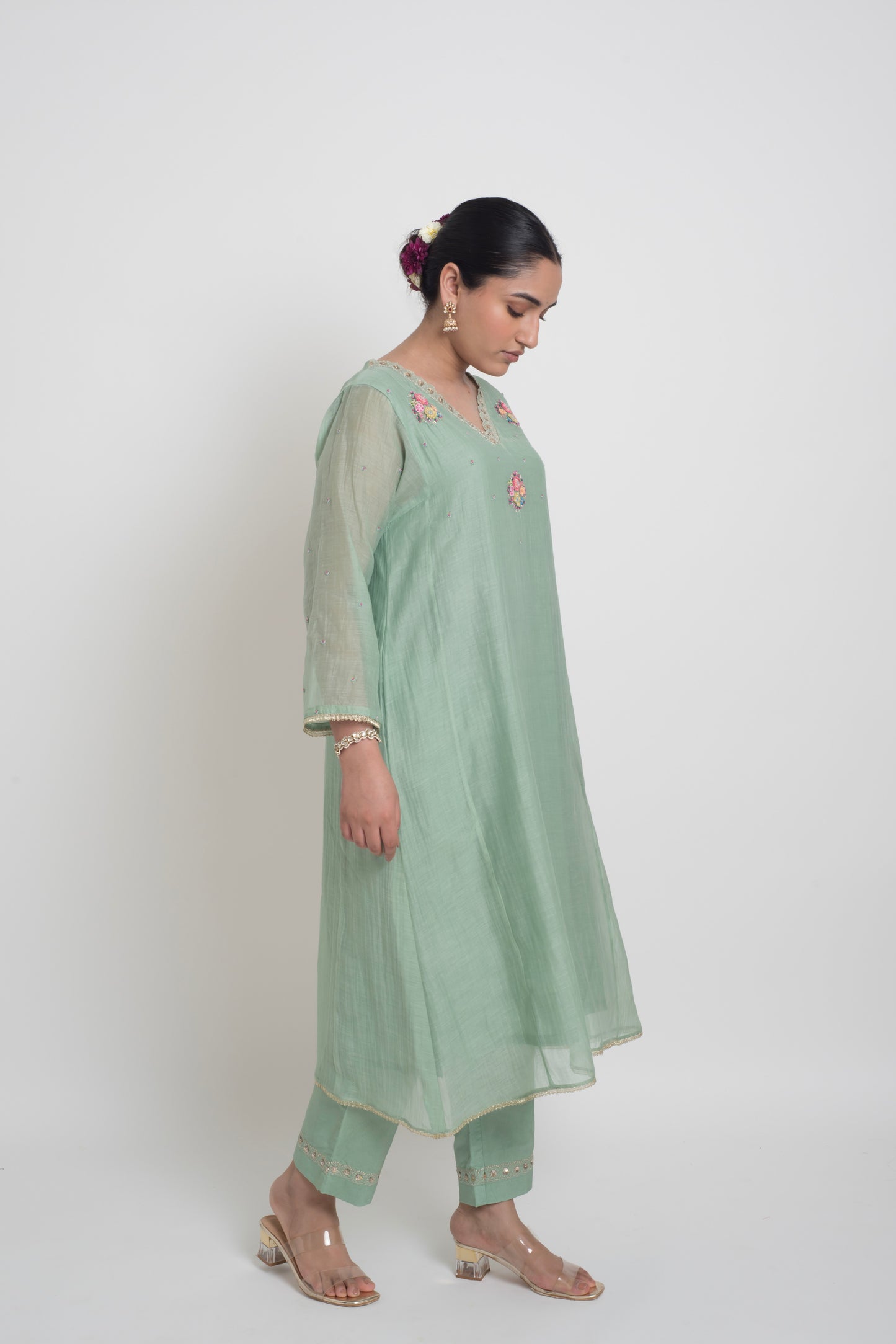 Kumud Kurta Set - Light Teal