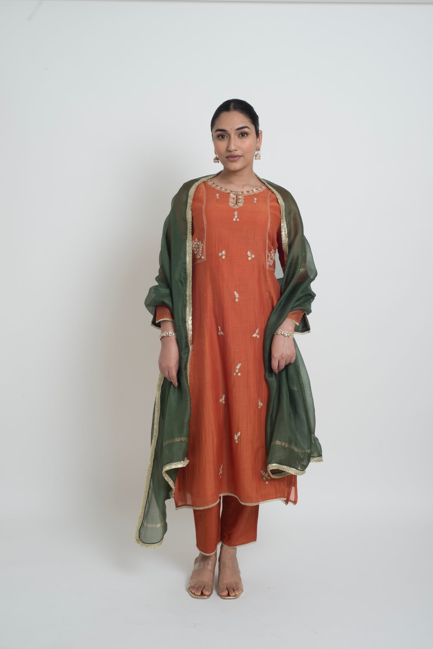 Shireen Kurta Set - Rust