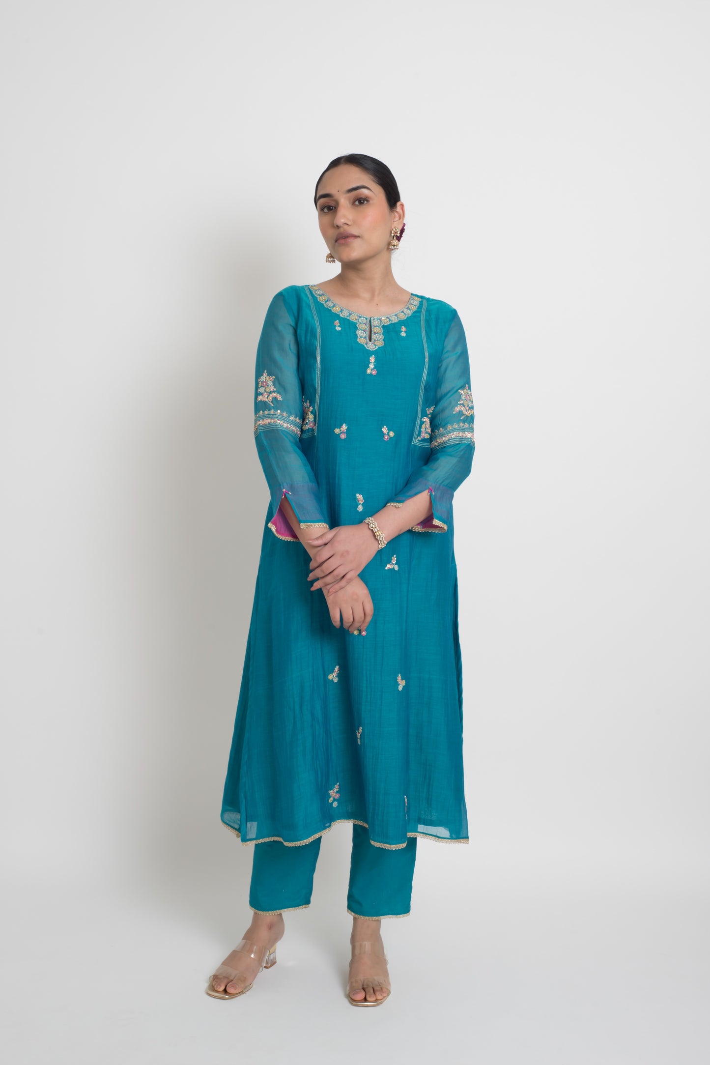 Shireen Kurta Set - Peacock Blue