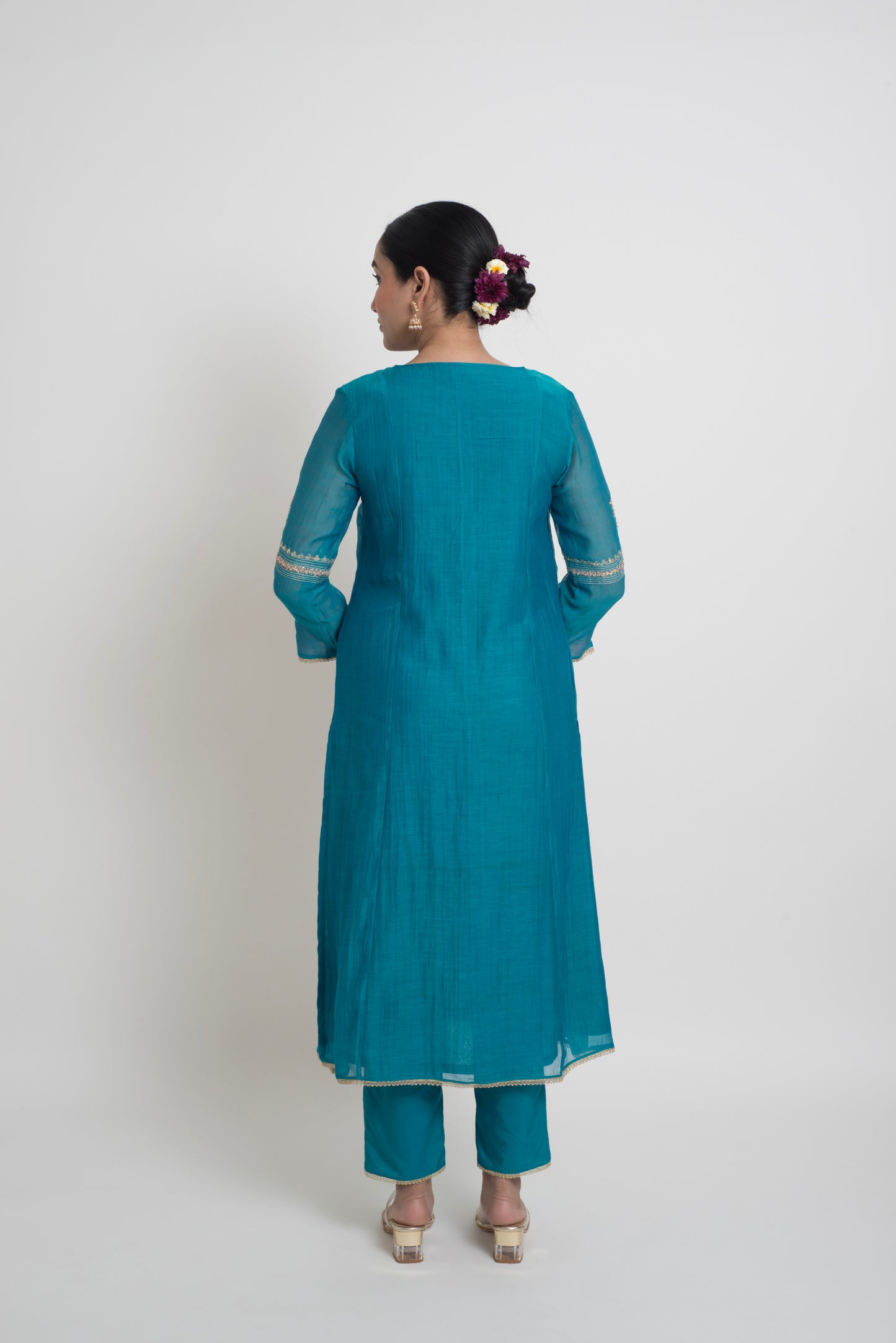 Shireen Kurta Set - Peacock Blue