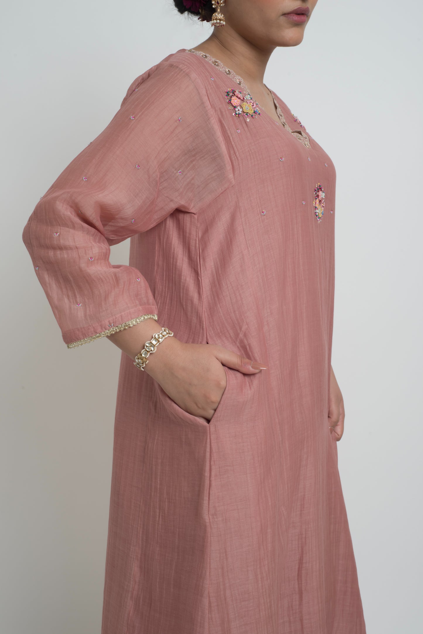 Kumud Kurta Set - Tea Rose