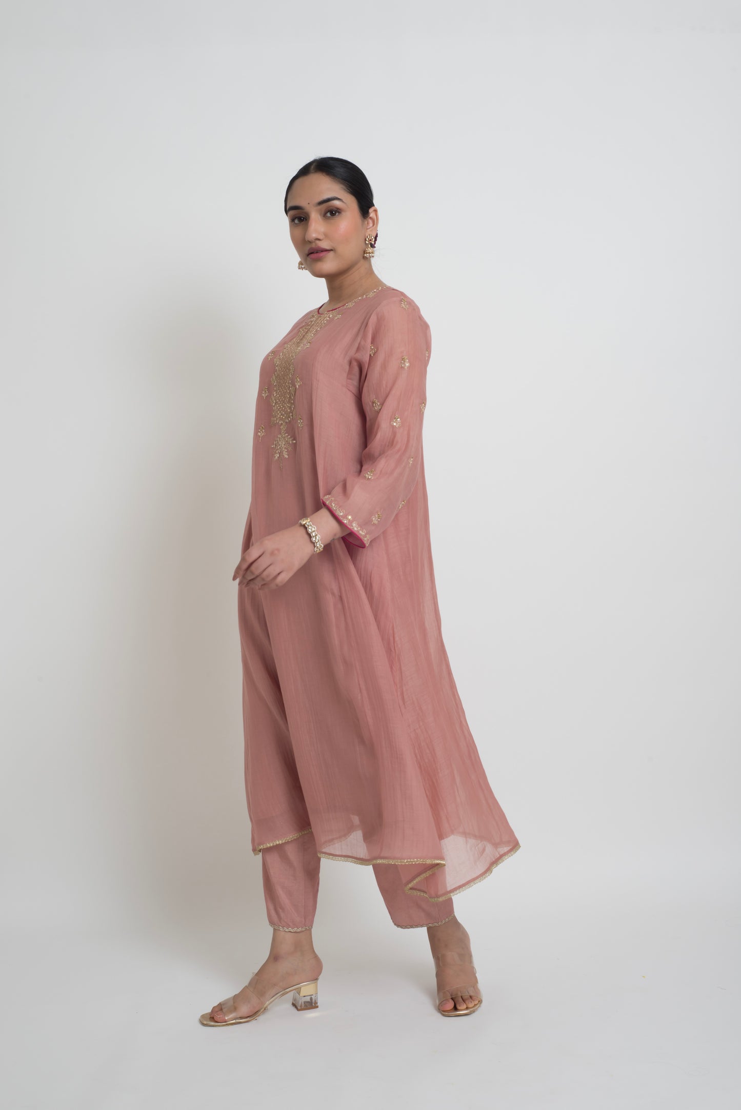 Ruhani Kurta Set - Tea Rose