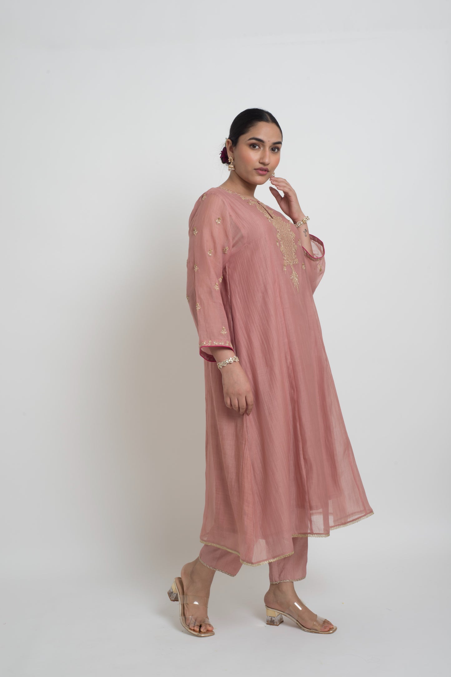 Ruhani Kurta Set - Tea Rose