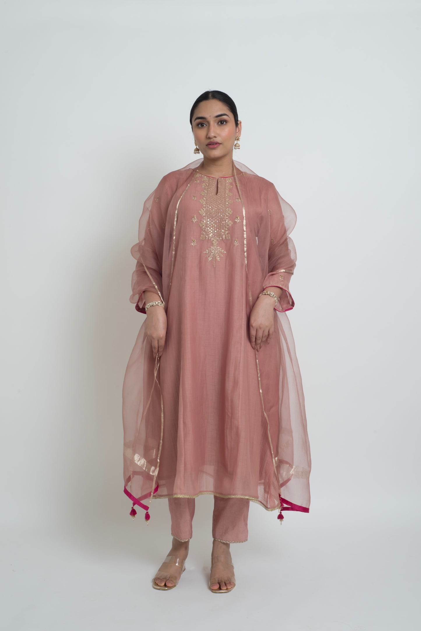Ruhani Kurta Set - Tea Rose
