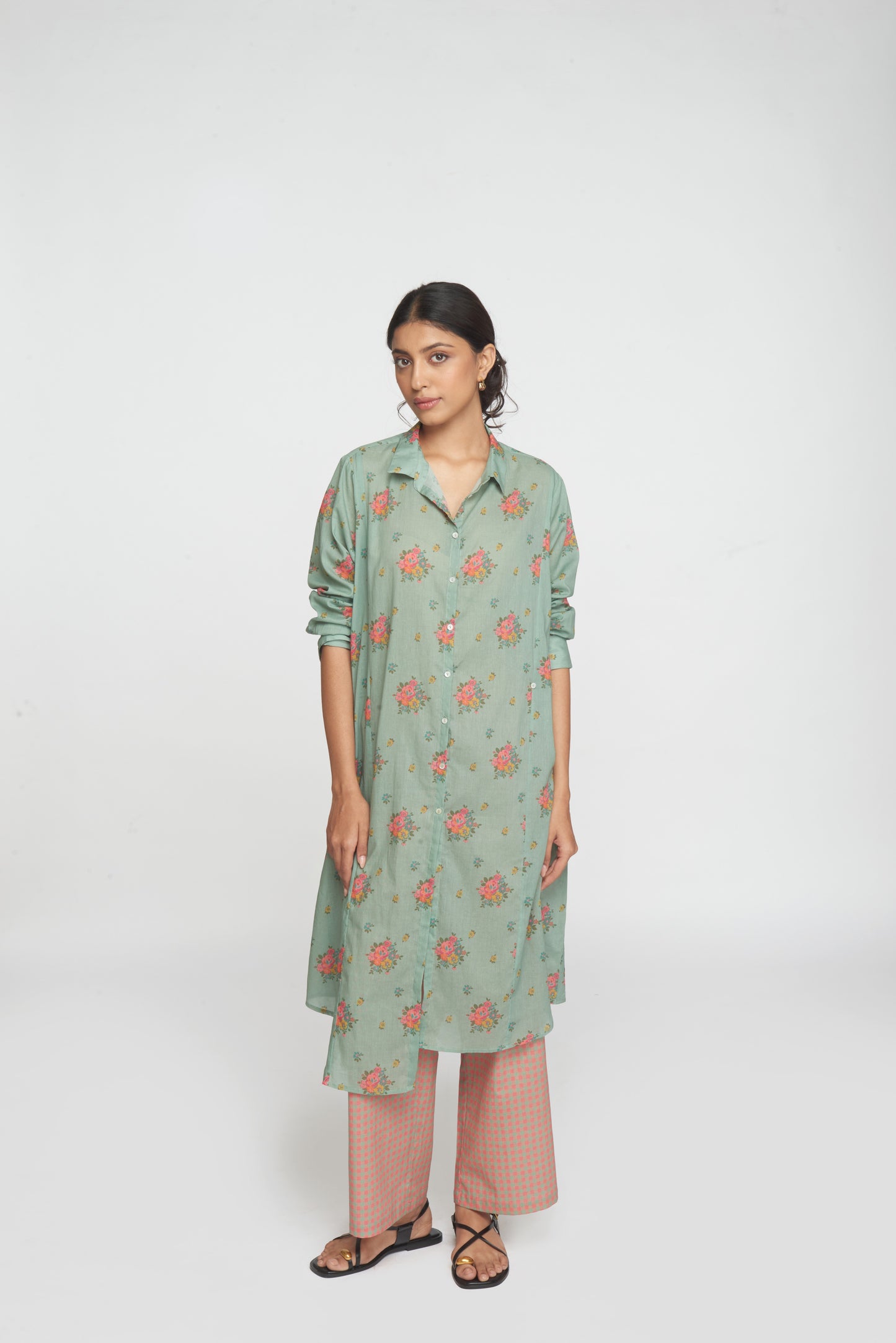 Two Way Shirt Tunic Set - Light Teal