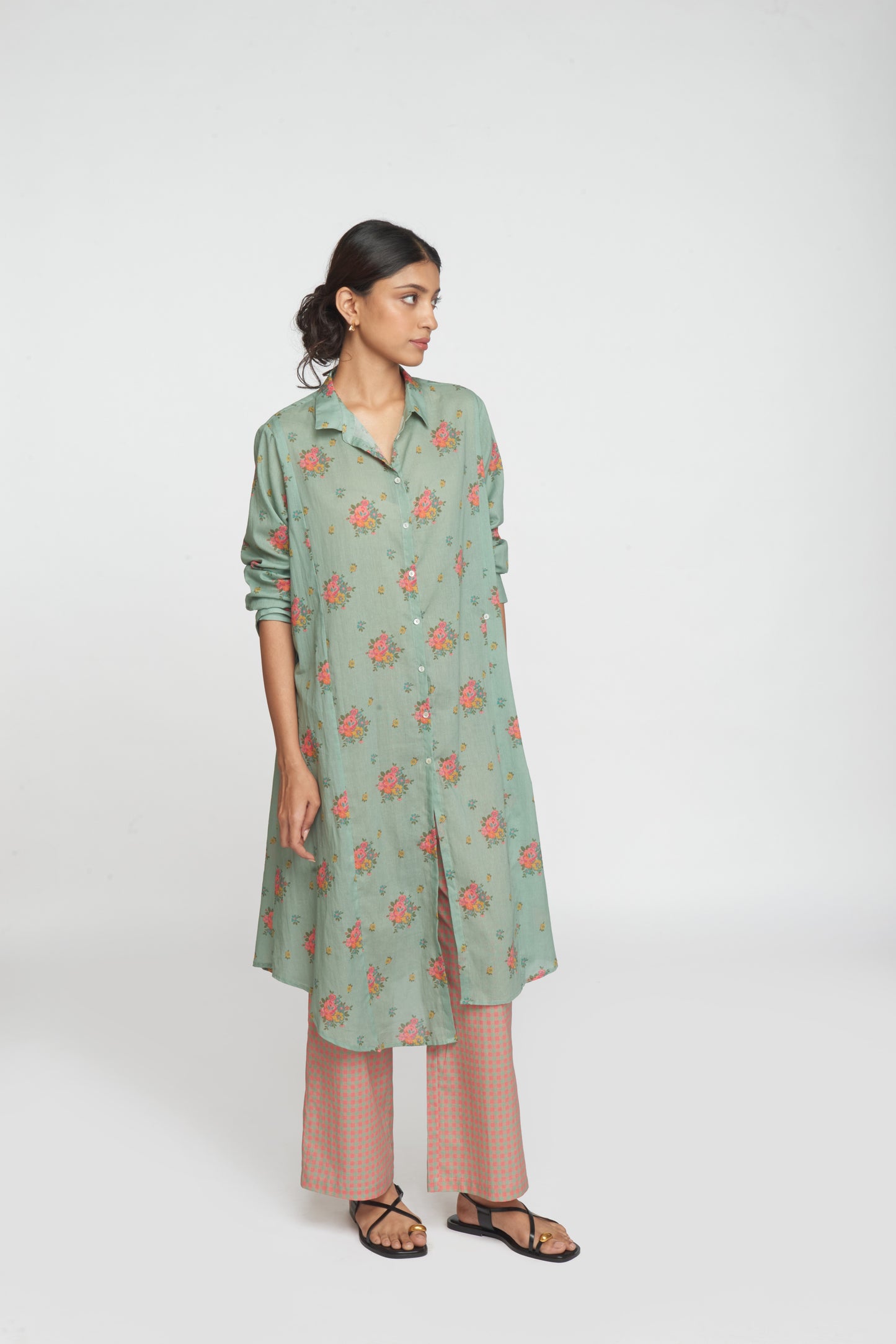Two Way Shirt Tunic Set - Light Teal