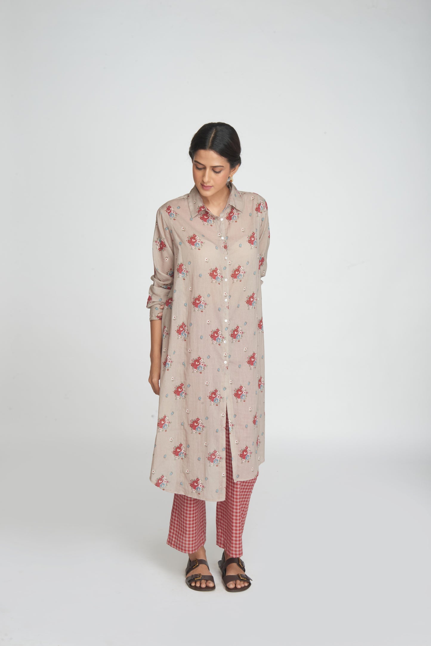 Two Way Shirt Tunic Set - Beige