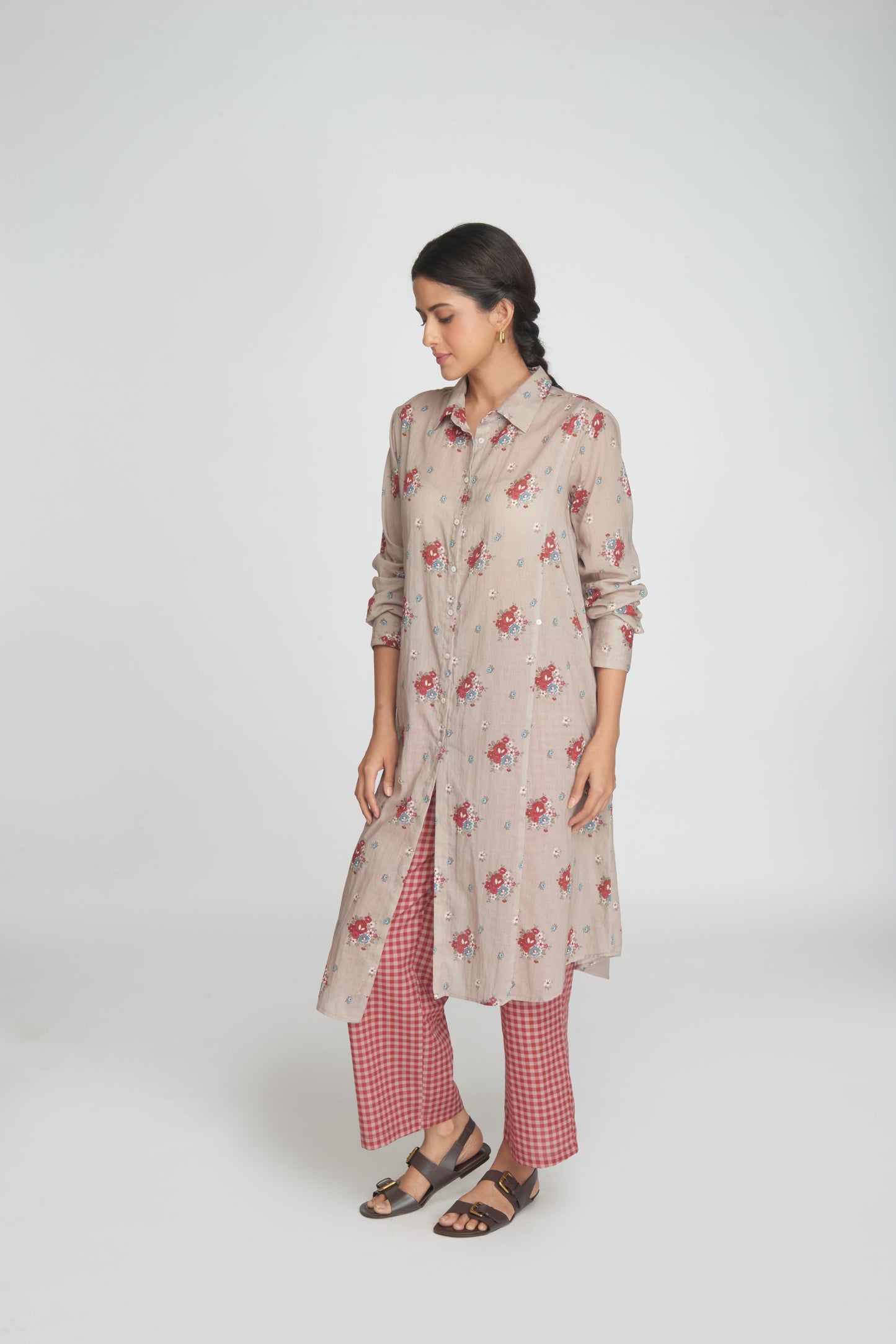 Two Way Shirt Tunic Set - Beige
