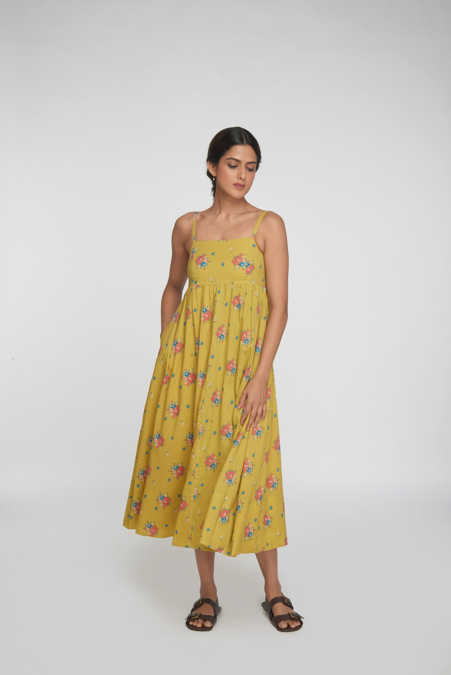Wildflower Midi Dress - Yellow