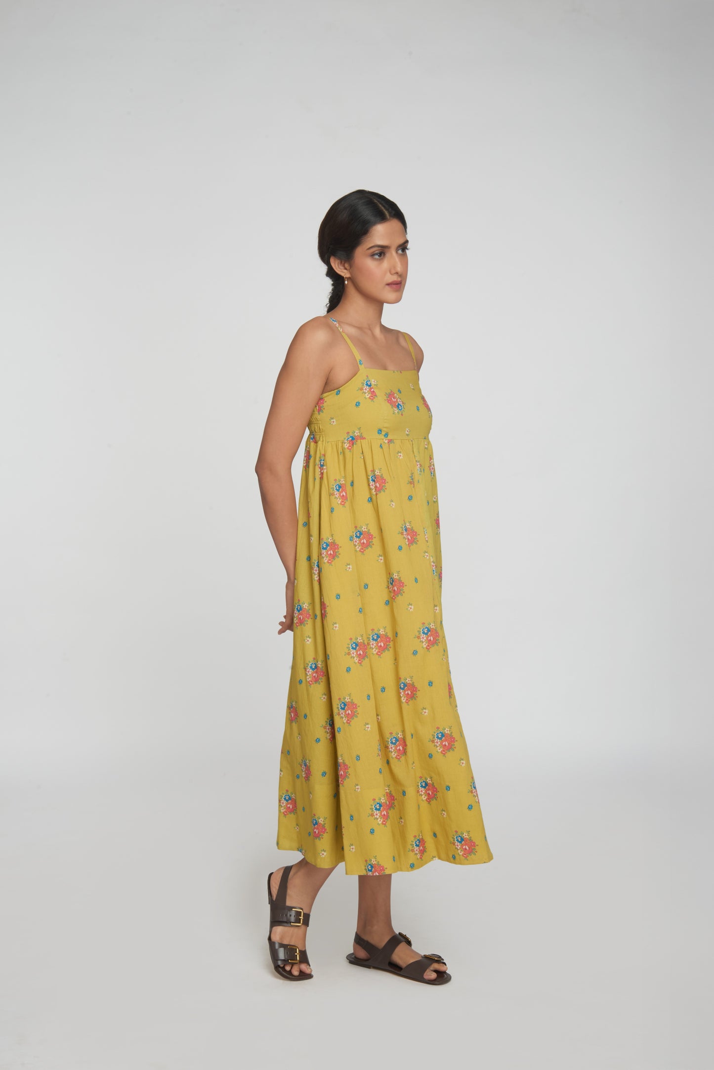 Wildflower Midi Dress - Yellow