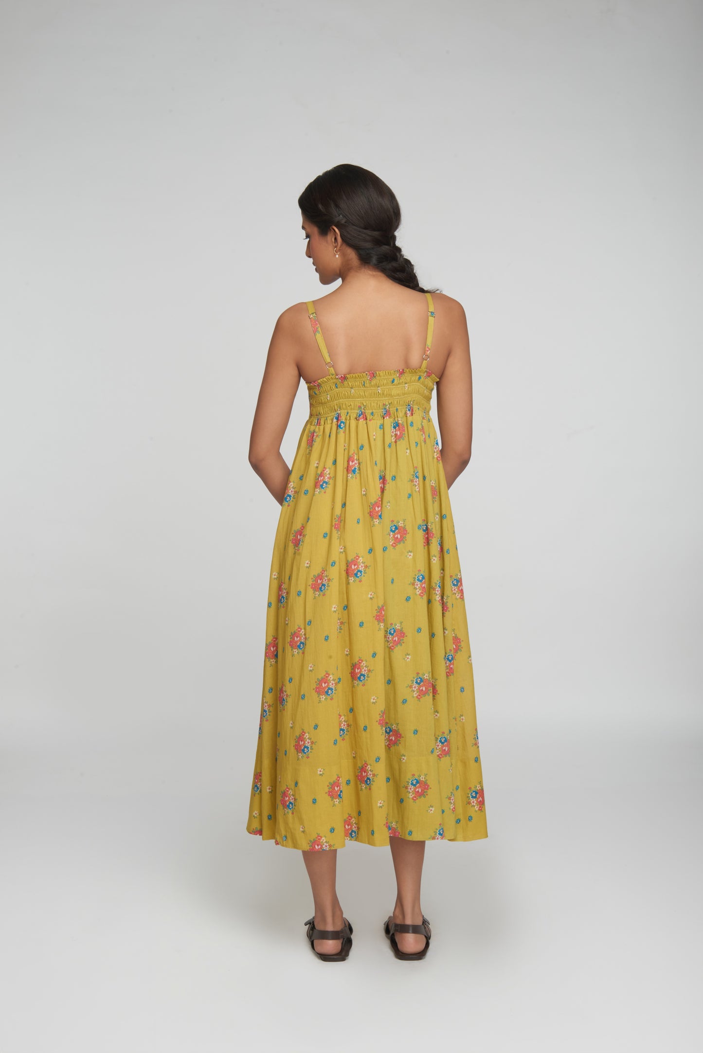 Wildflower Midi Dress - Yellow