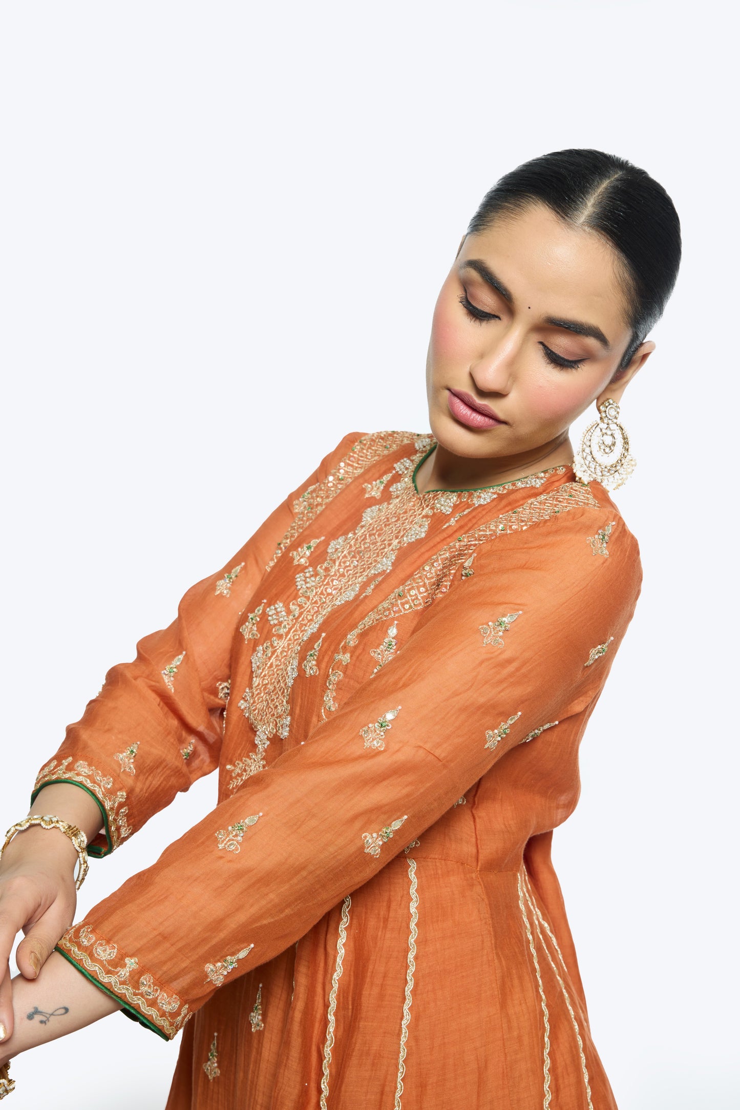 Diya Kurta Set - Burnt Orange