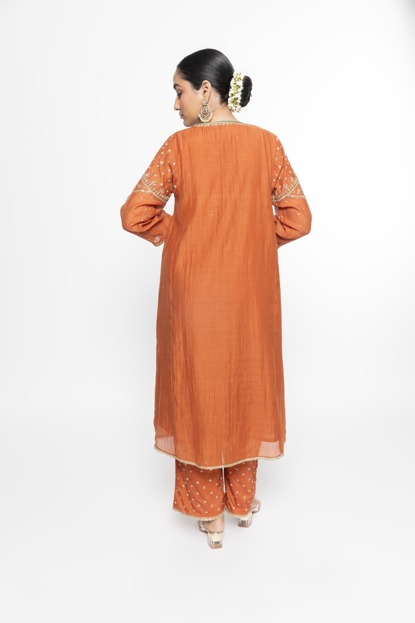 Falak Kurta Set - Burnt Orange