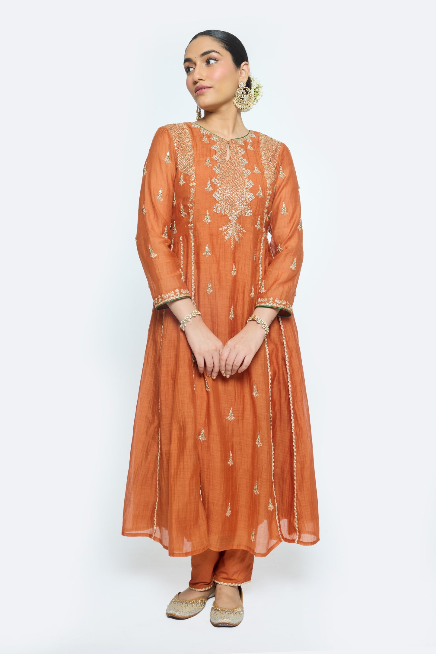Diya Kurta Set - Burnt Orange