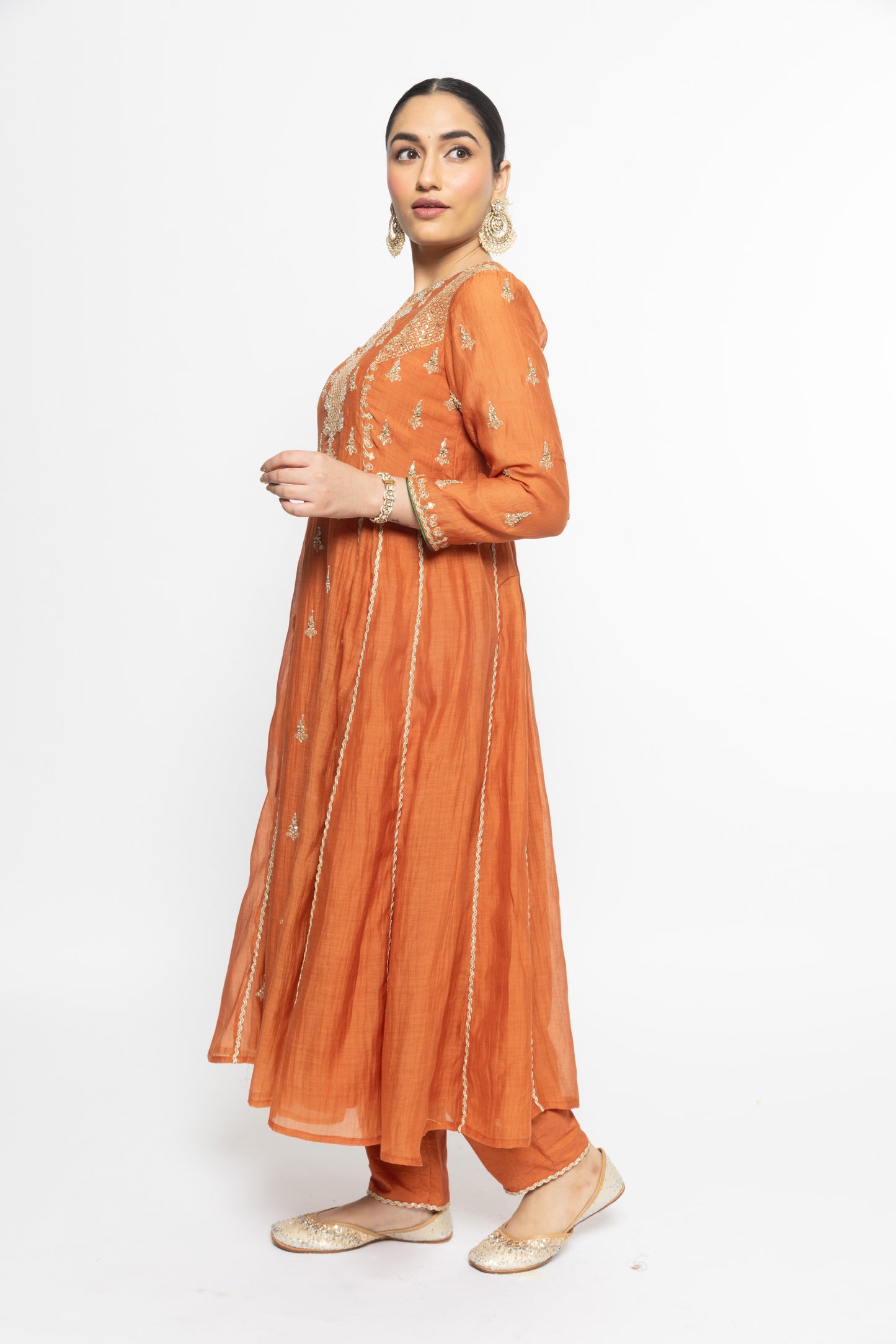 Diya Kurta Set - Burnt Orange
