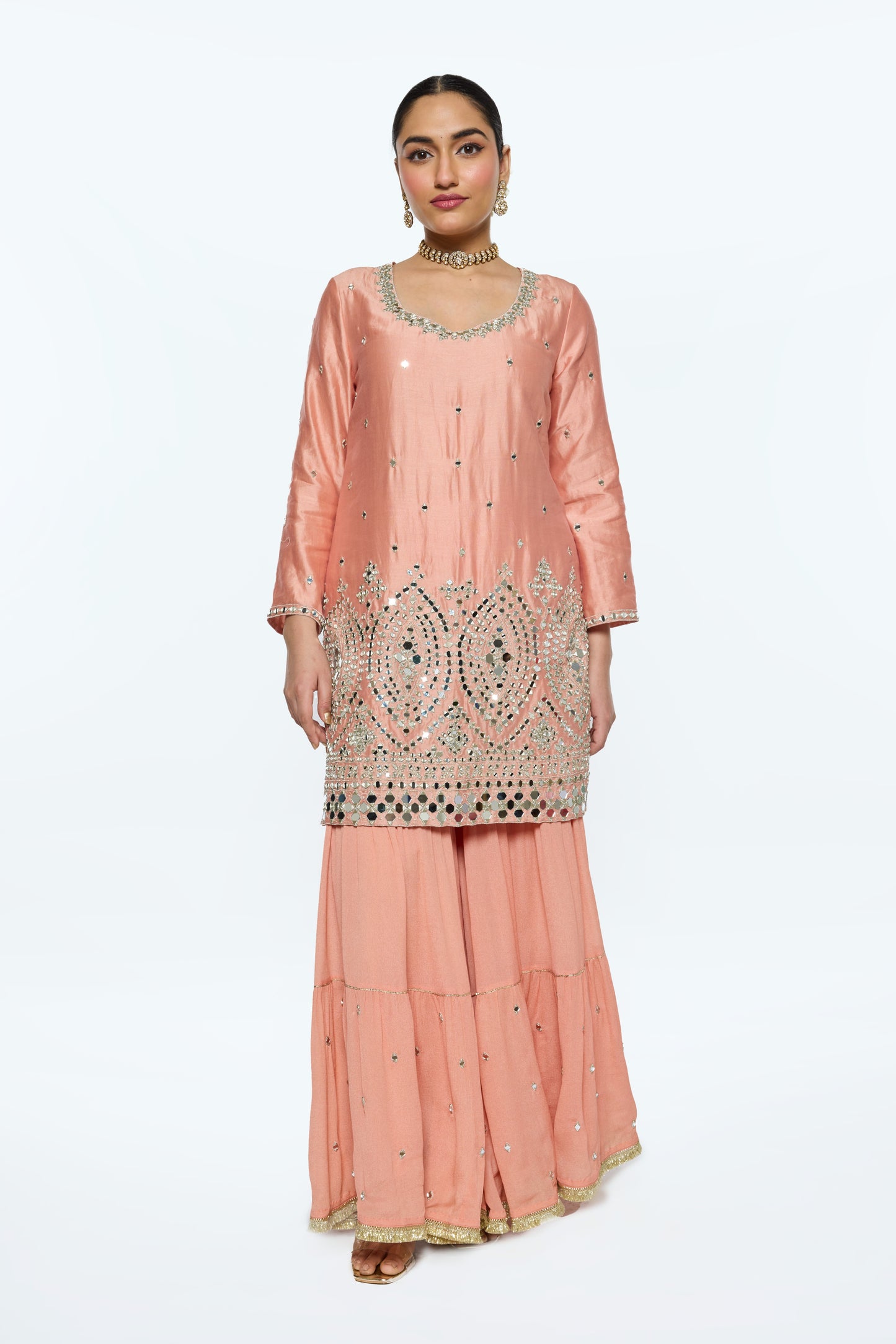 Ira Kurta Set - Salmon Pink