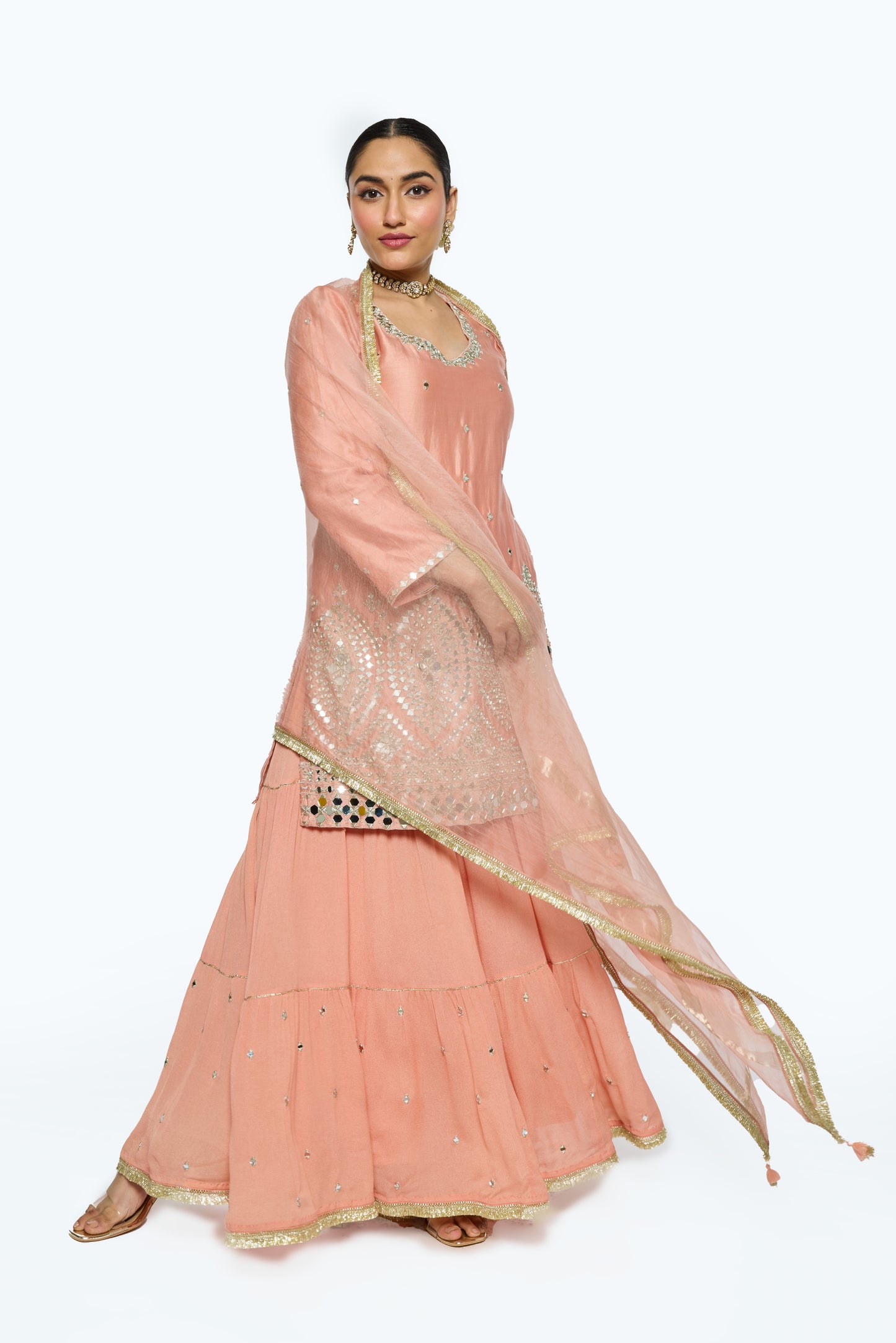 Ira Kurta Set - Salmon Pink