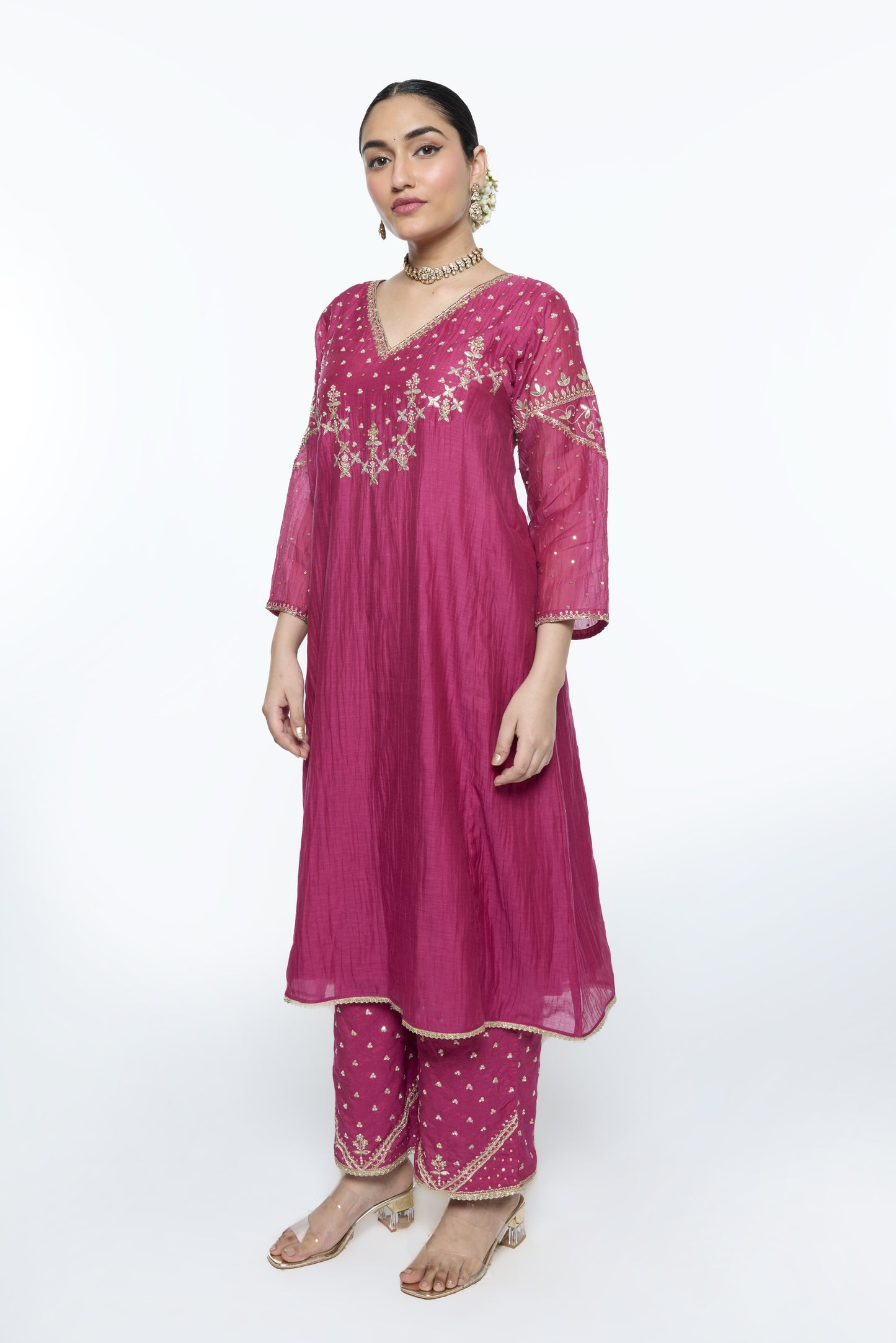 Falak Kurta Set - Magenta