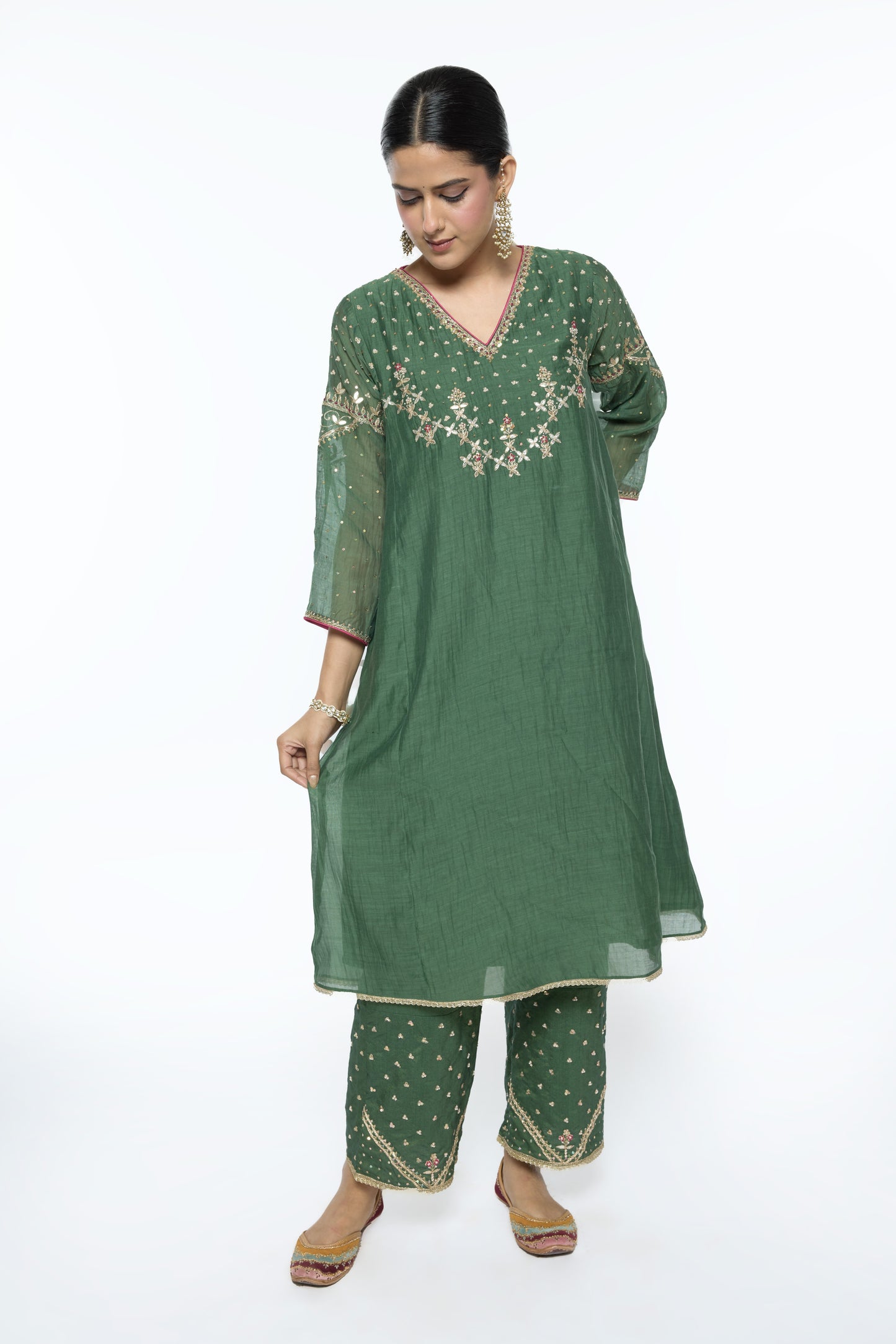 Falak Kurta Set - Green
