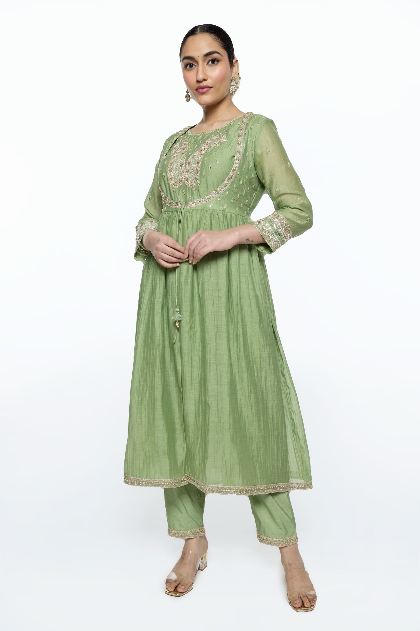 Rewa Kurta Set - Pastel Green