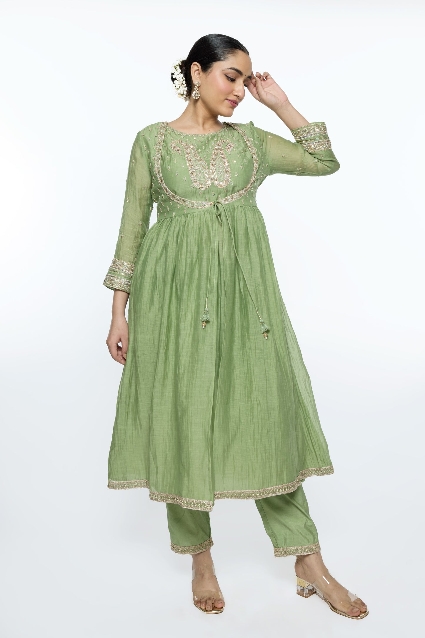 Rewa Kurta Set - Pastel Green