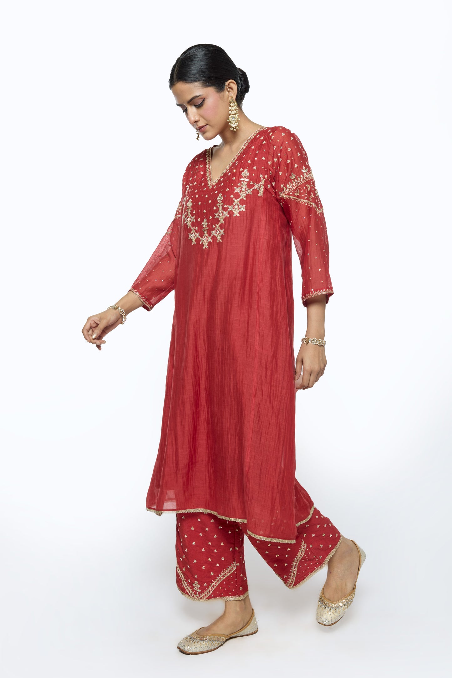 Falak Kurta Set - Red