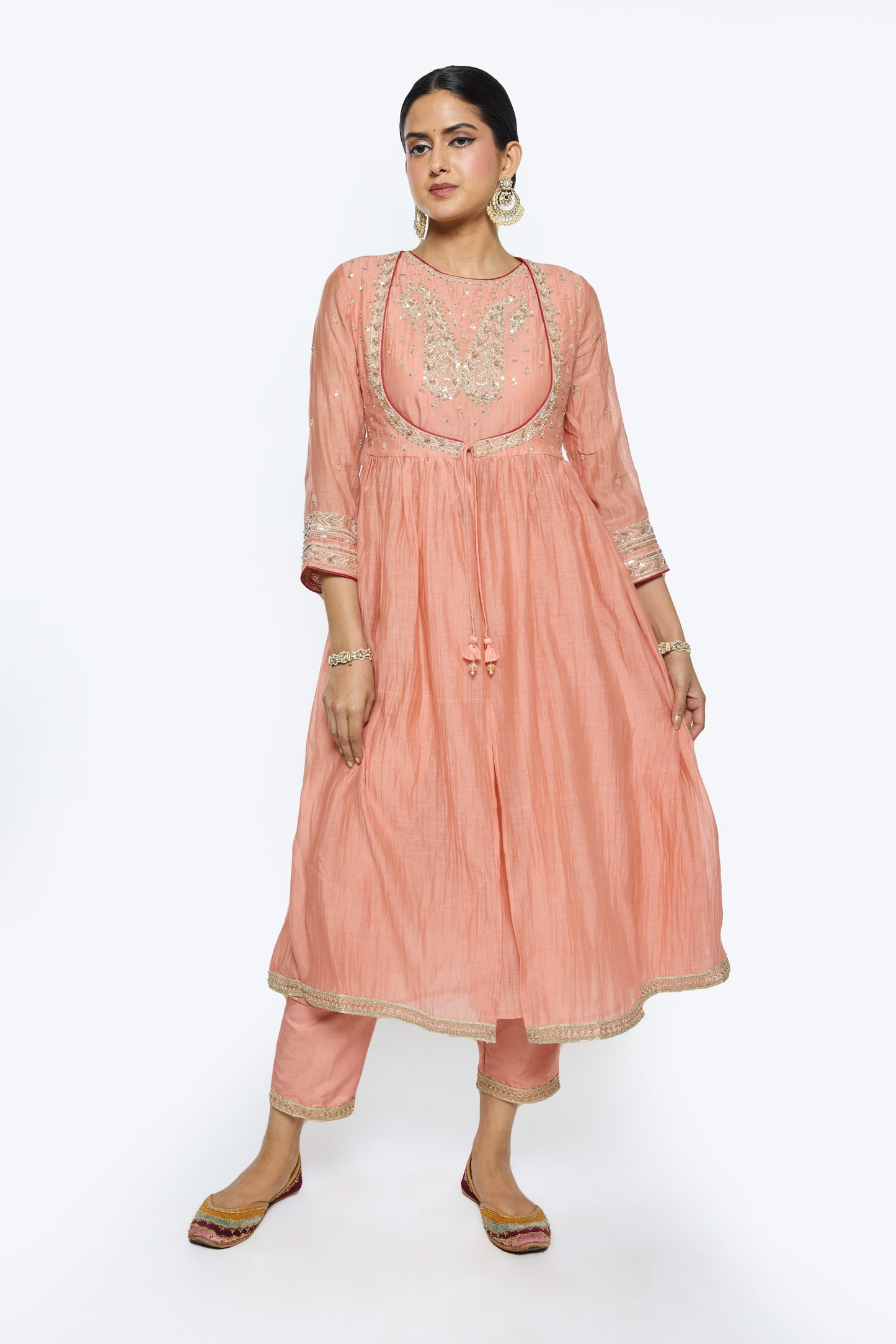 Rewa Kurta Set - Salmon Pink