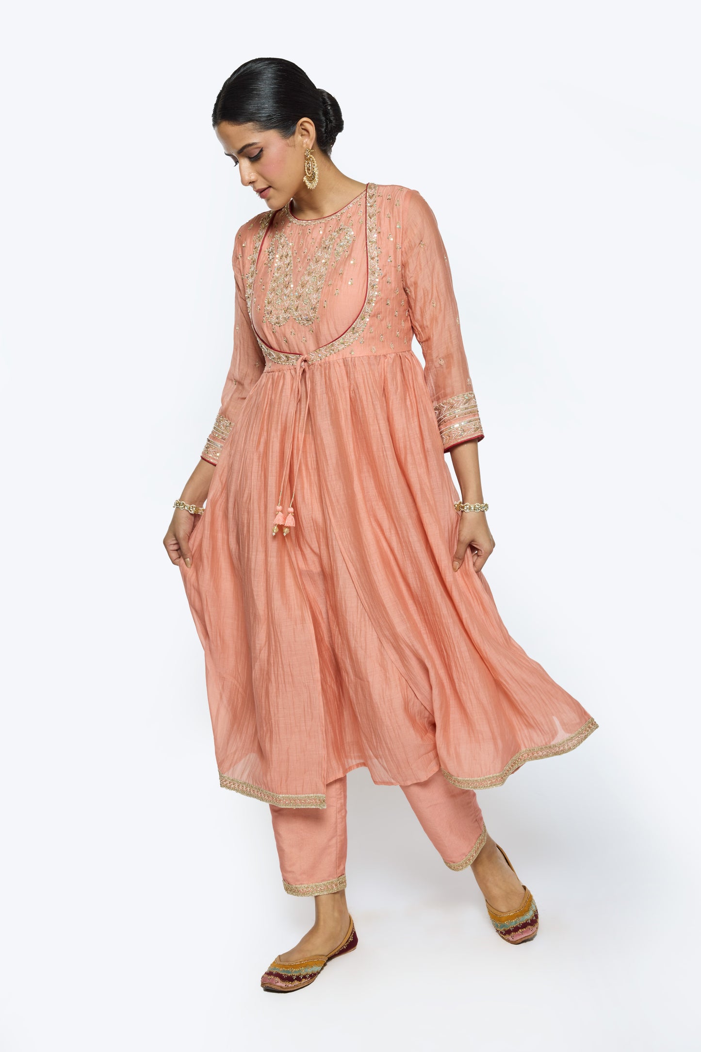 Rewa Kurta Set - Salmon Pink
