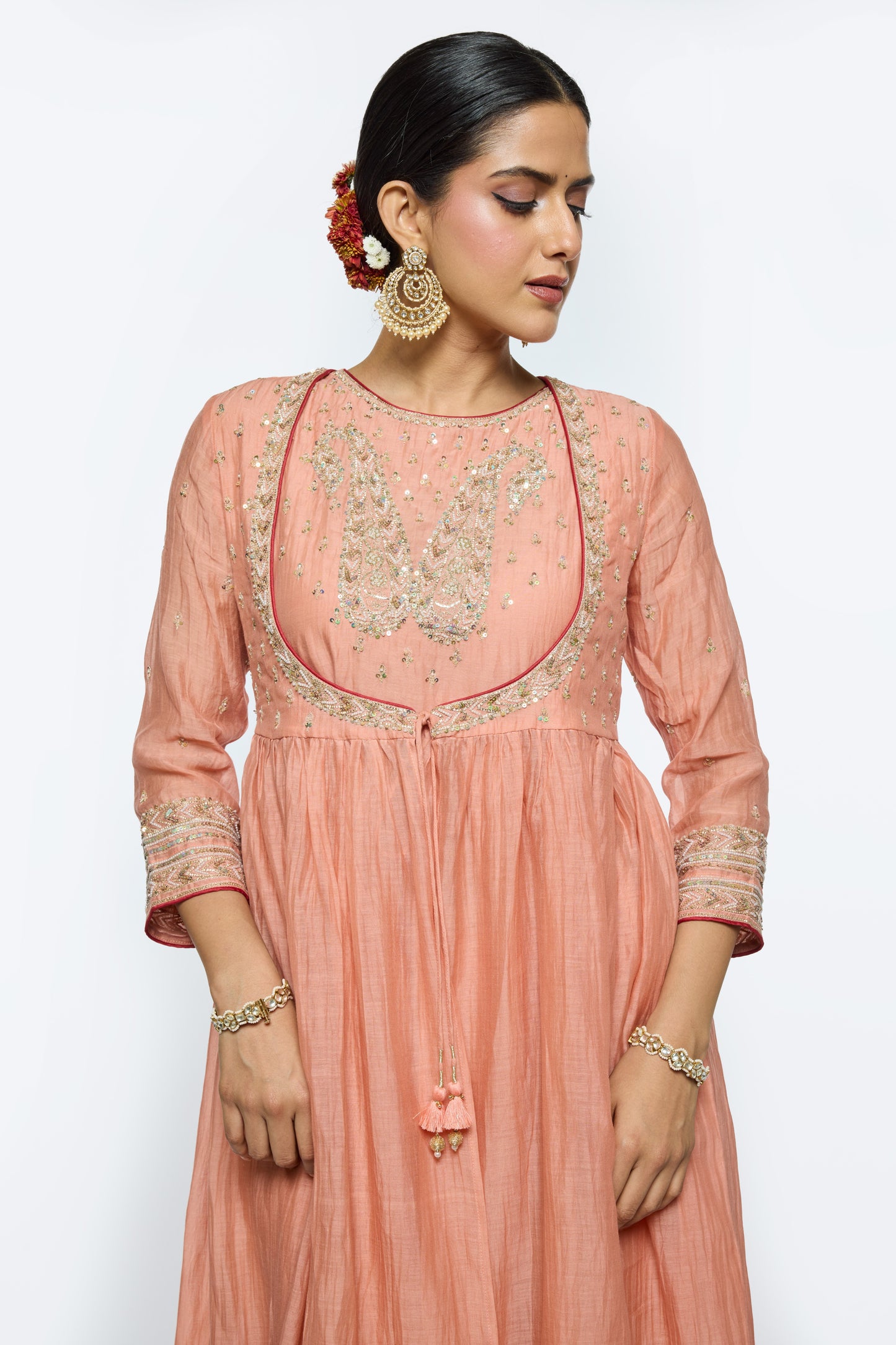 Rewa Kurta Set - Salmon Pink