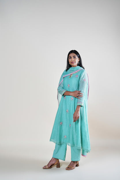 Naaz Kurta Set - Light Aqua