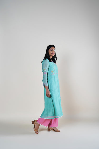 Ruhiya Kurta Set - Light Aqua