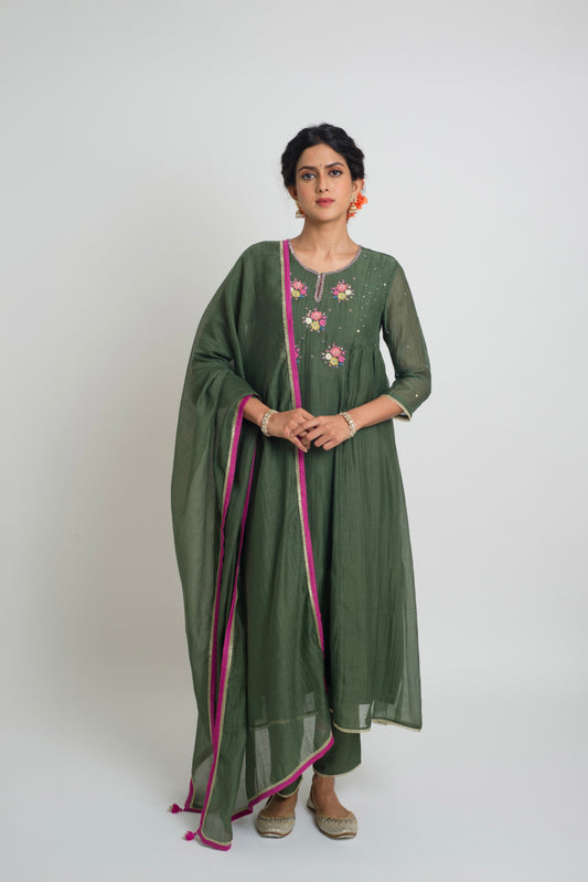 Neelima Kurta Pant Set - Green