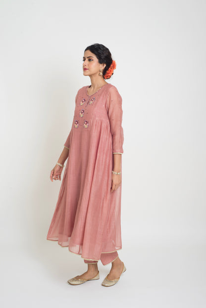 Neelima Kurta Pant Set - Tea Rose