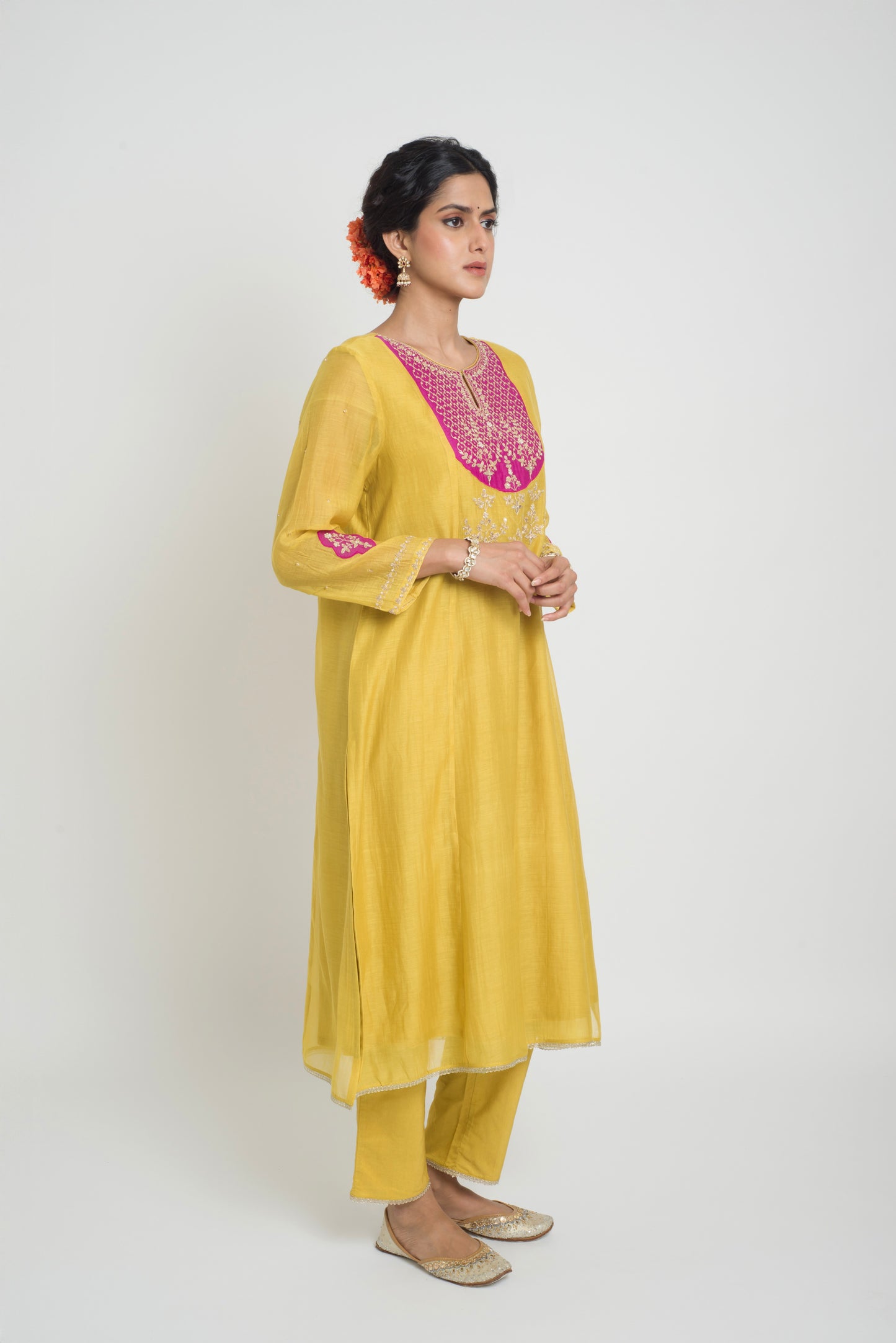 Chandni Kurta Pant Set - Yellow & Pink