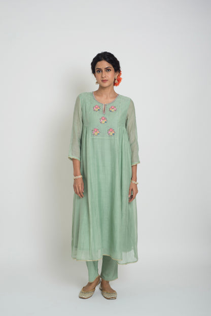 Neelima Kurta Pant Set - Light Teal