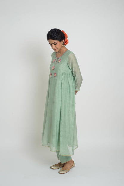 Neelima Kurta Pant Set - Light Teal