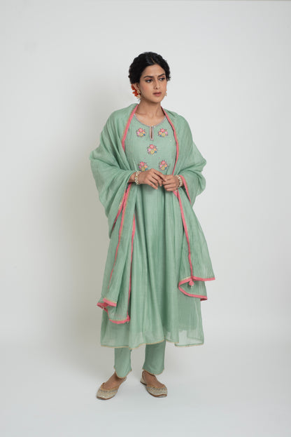 Neelima Kurta Pant Set - Light Teal