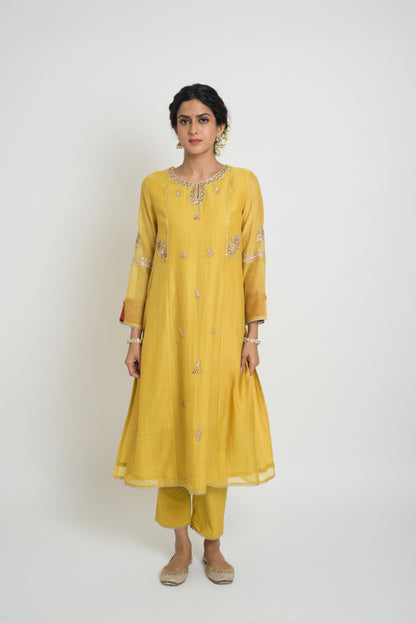 Shireen Kurta Pant Set - Yellow