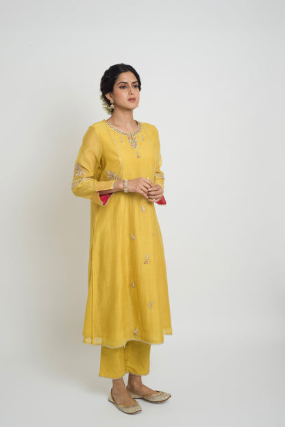 Shireen Kurta Pant Set - Yellow