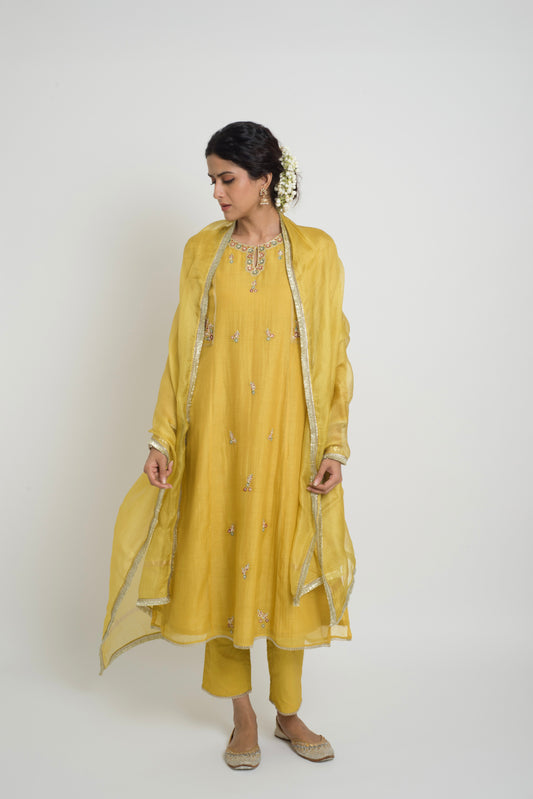 Shireen Kurta Set - Yellow