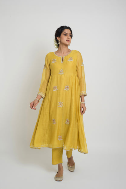 Ambar Kurta Pant Set - Yellow